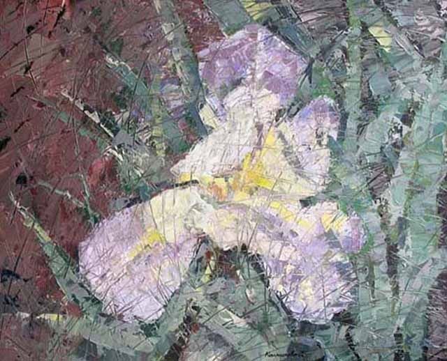 Painting titled "Вечер" by Liudmila Kalmykova, Original Artwork, Oil