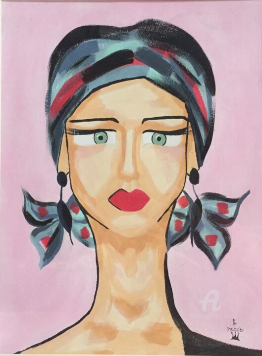 Painting titled "Angie" by Candice Boulanger (B Proud), Original Art, Acrylic