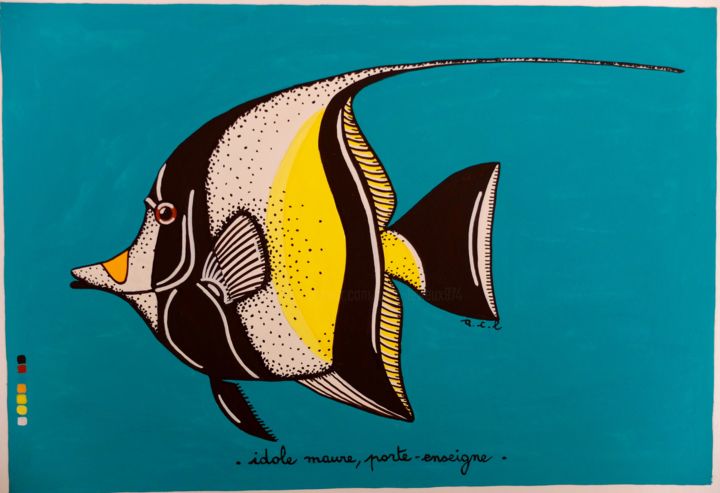 Peinture intitulée "ACL508,Poisson Idol…" par Anne-Catherine Levieux (Nuances de Gouaches), Œuvre d'art originale, Gouache
