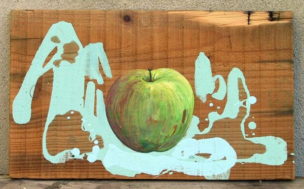 Painting titled "Pomme" by Richard Brachais, Original Artwork, Oil