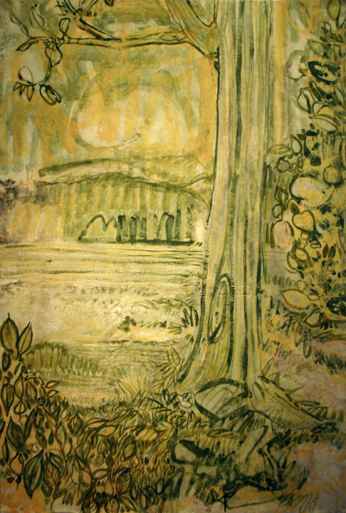 Malerei mit dem Titel "sans titre" von Richard Brachais, Original-Kunstwerk, Tinte Auf Keilrahmen aus Holz montiert