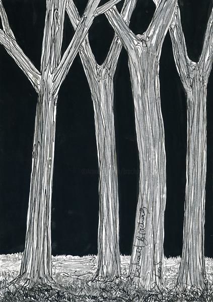 Disegno intitolato "D29-série des arbres" da Richard Brachais, Opera d'arte originale, Altro