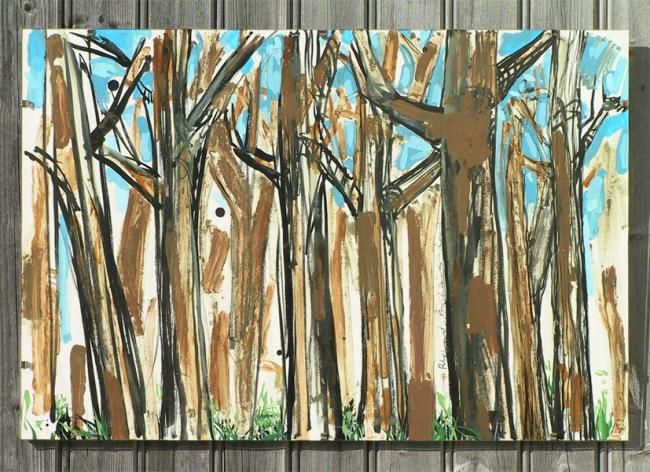Painting titled "forêt..." by Richard Brachais, Original Artwork, Oil