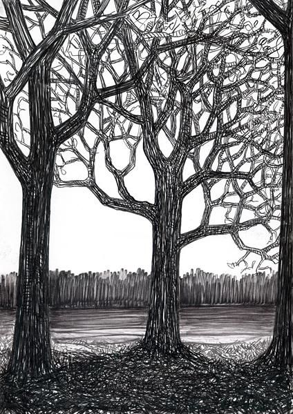 Dessin intitulée "D57-série des arbres" par Richard Brachais, Œuvre d'art originale, Autre