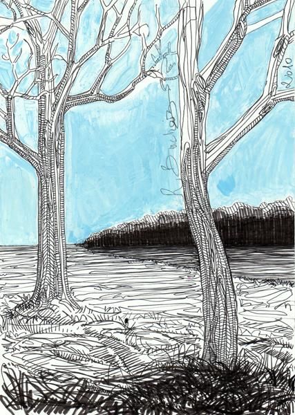 Dibujo titulada "D61-série des arbres" por Richard Brachais, Obra de arte original, Otro