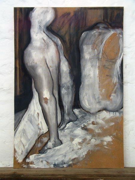 Painting titled "L'attente" by Richard Brachais, Original Artwork, Oil