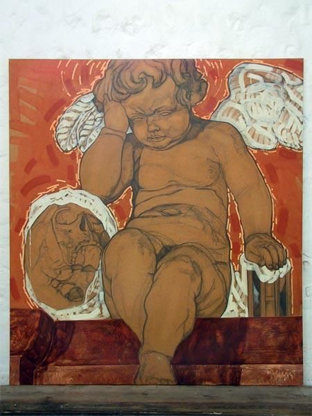 Peinture intitulée "L'ange pleureur" par Richard Brachais, Œuvre d'art originale, Huile