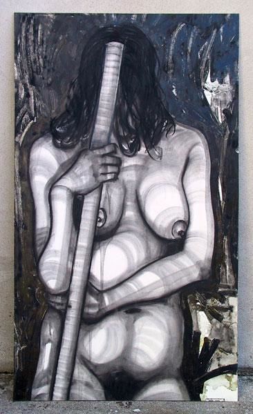 Painting titled "Femme debout" by Richard Brachais, Original Artwork, Oil