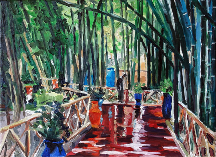 Schilderij getiteld "majorel - le jardin" door Pascal Brachet, Origineel Kunstwerk, Olie