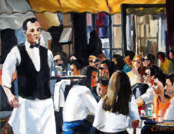 Painting titled "café de flore" by Pascal Brachet, Original Artwork, Oil