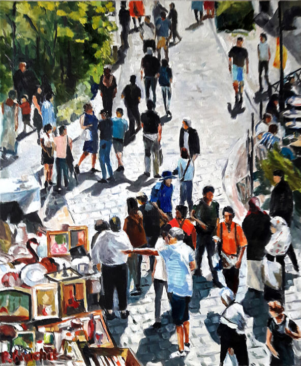 Peinture intitulée "La brocante" par Pascal Brachet, Œuvre d'art originale, Huile