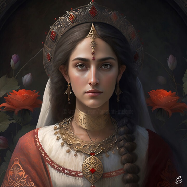 Digital Arts με τίτλο "ARMENIAN PRINCESS" από Mélanie Braganti, Αυθεντικά έργα τέχνης, Εικόνα που δημιουργήθηκε με AI