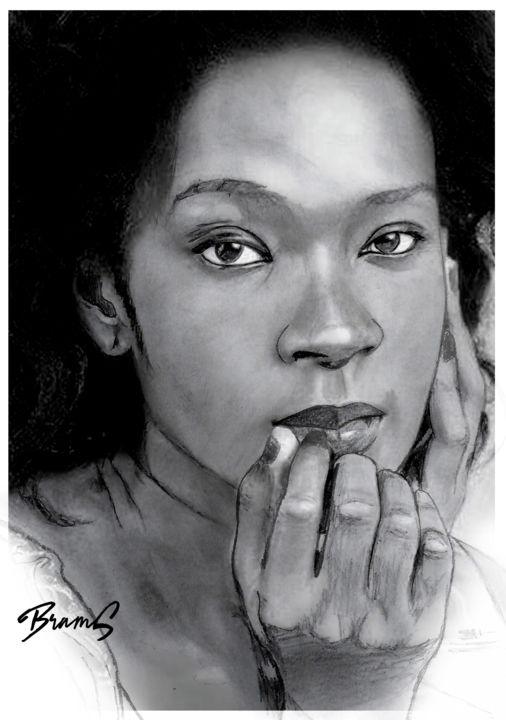 Dessin intitulée "marie-lyne djibo.jpg" par Bram'S Coulibaly, Œuvre d'art originale, Crayon