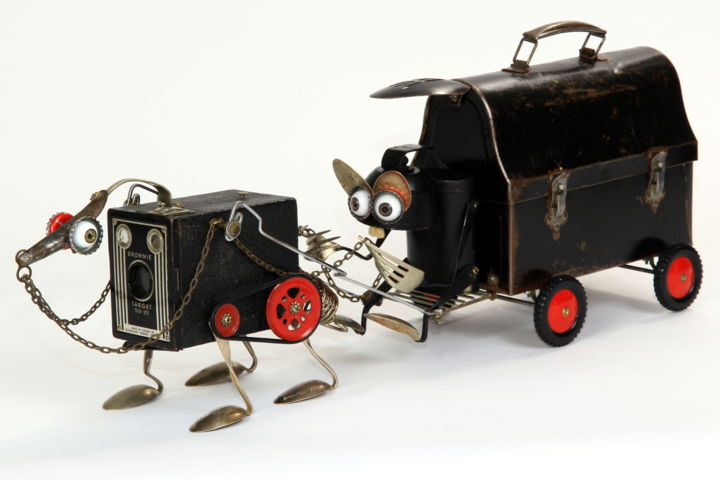 Γλυπτική με τίτλο "Wagon animal" από Branimir Misic, Αυθεντικά έργα τέχνης, Μέταλλα