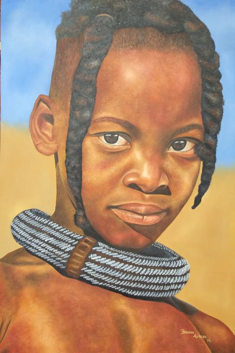 Peinture intitulée "Himba kid" par Brandon Alfredo, Œuvre d'art originale