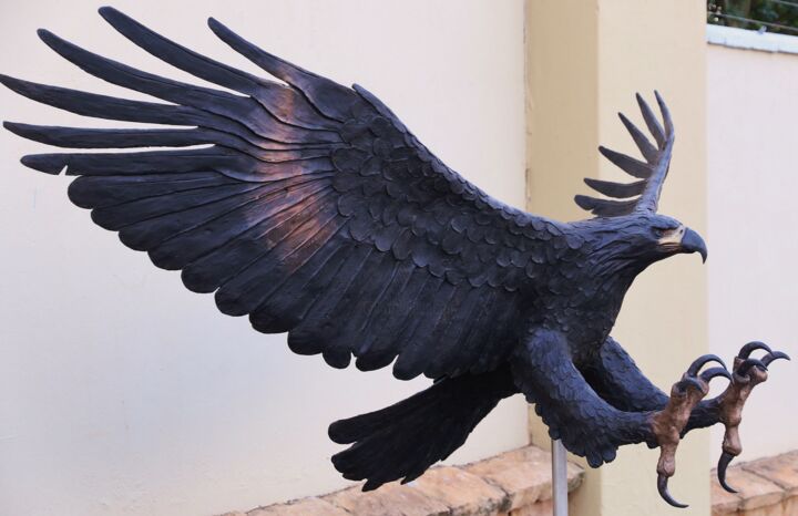 Sculpture titled "Black Eagle over li…" by Brandon Borgelt, Original Artwork, Metals