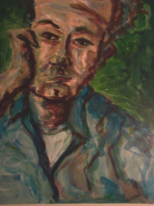 Schilderij getiteld "Self Portrait" door Brandon Nicholas, Origineel Kunstwerk, Olie