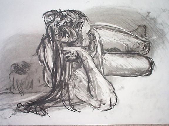 Zeichnungen mit dem Titel "Nude Resting" von Brandon Nicholas, Original-Kunstwerk
