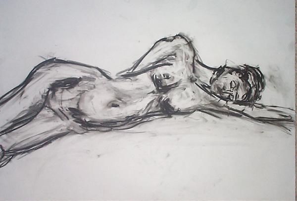 Desenho intitulada "Nude Asleep" por Brandon Nicholas, Obras de arte originais