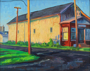 Painting titled "Crossroads Corner -…" by Brandon R Bowman, Original Artwork, Oil