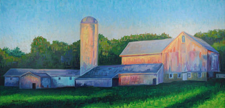Painting titled "Farmland Down Easto…" by Brandon R Bowman, Original Artwork, Oil