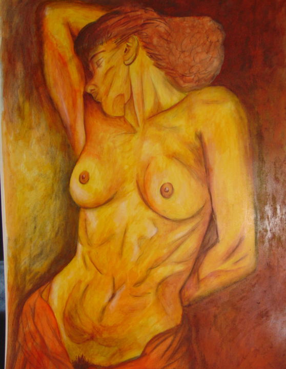 Painting titled "nude" by Roger Brands, Original Artwork, Acrylic