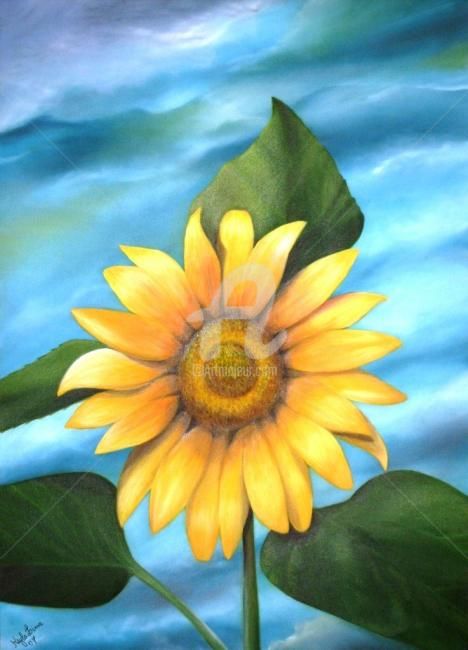 Pintura intitulada "" O Girasol "" por Keyla Lima, Obras de arte originais