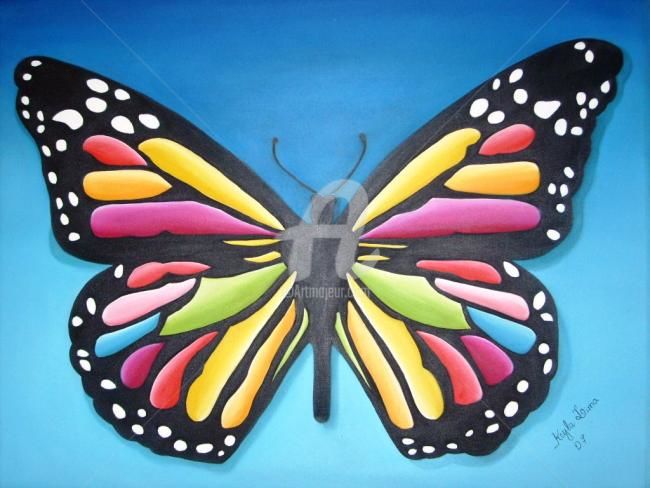 Pintura intitulada "Borboleta Colorida" por Keyla Lima, Obras de arte originais