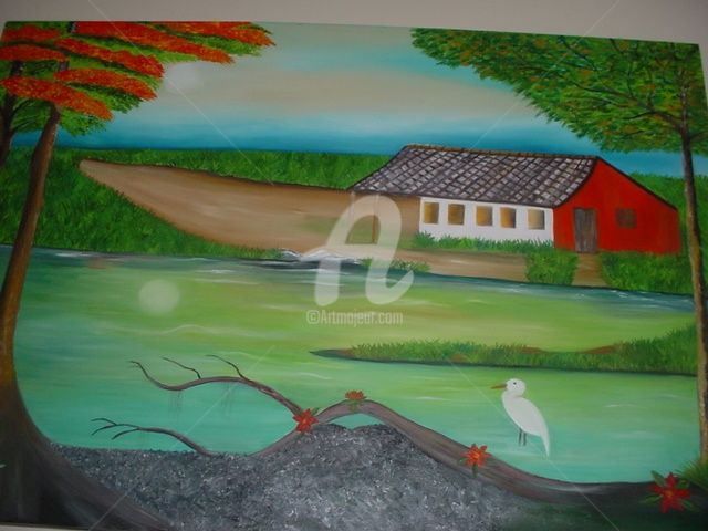 Pintura intitulada "Paisagem do campo" por Keyla Lima, Obras de arte originais, Outro