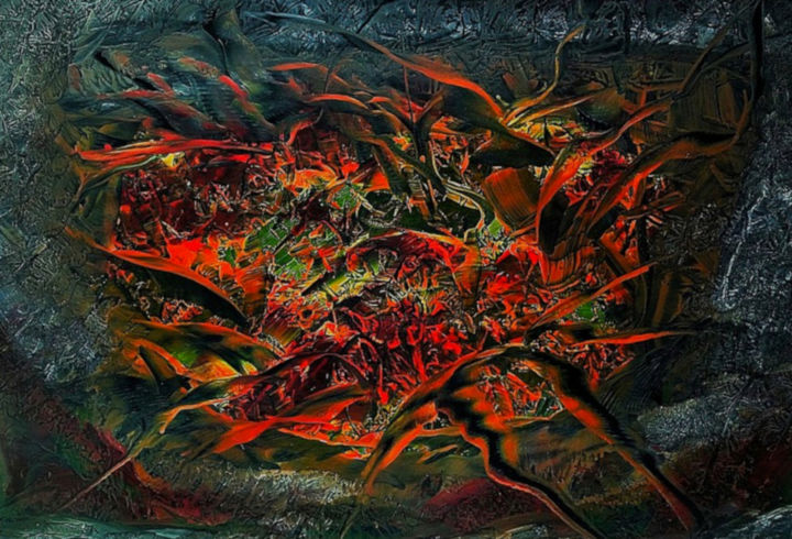 Malerei mit dem Titel "Fury" von Beate Braß, Original-Kunstwerk, Enkaustik