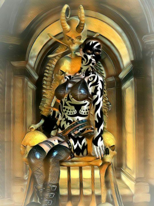 Digital Arts titled "Mystic Tiger Lady 2" by Beate Braß, Original Artwork, Digital Painting