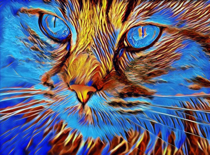 Artes digitais intitulada "Kitty cat - Katze b…" por Beate Braß, Obras de arte originais, Pintura digital