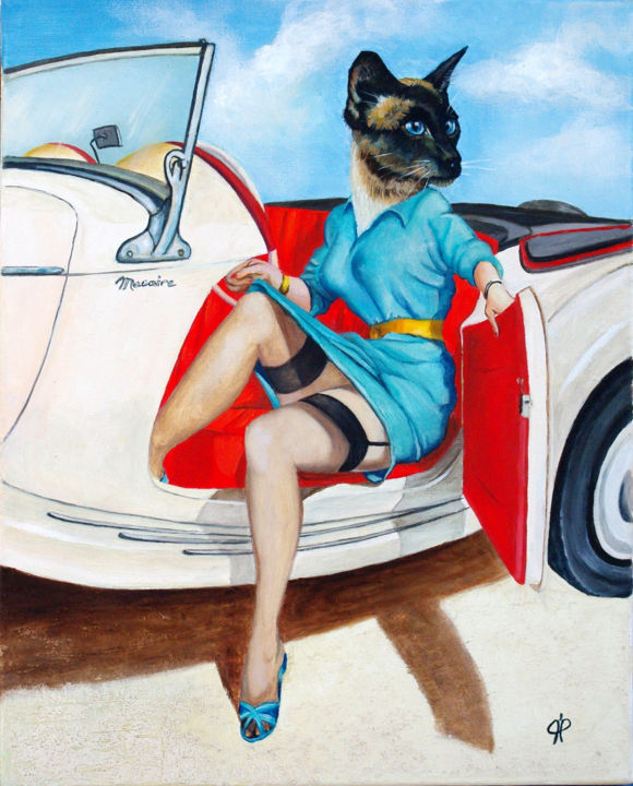 Peinture intitulée "Les chattes en folie" par Brataine, Œuvre d'art originale, Huile