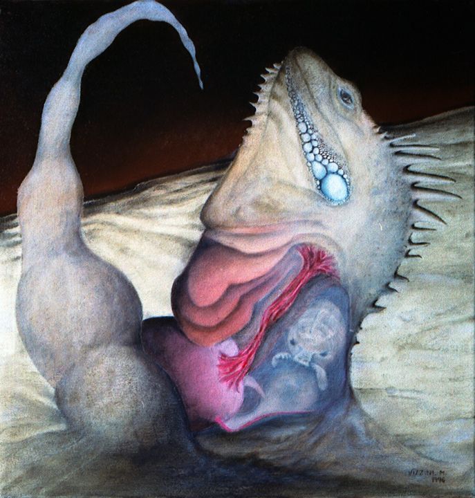 Painting titled "Résurgence." by Michael Vizzini, Original Art, Oil Mounted on Stretcher frame