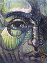 Painting titled "Old biomechanical a…" by Braveart, Original Artwork