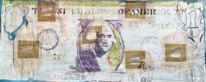 Schilderij getiteld "One dollar" door Braz Original, Origineel Kunstwerk, Acryl