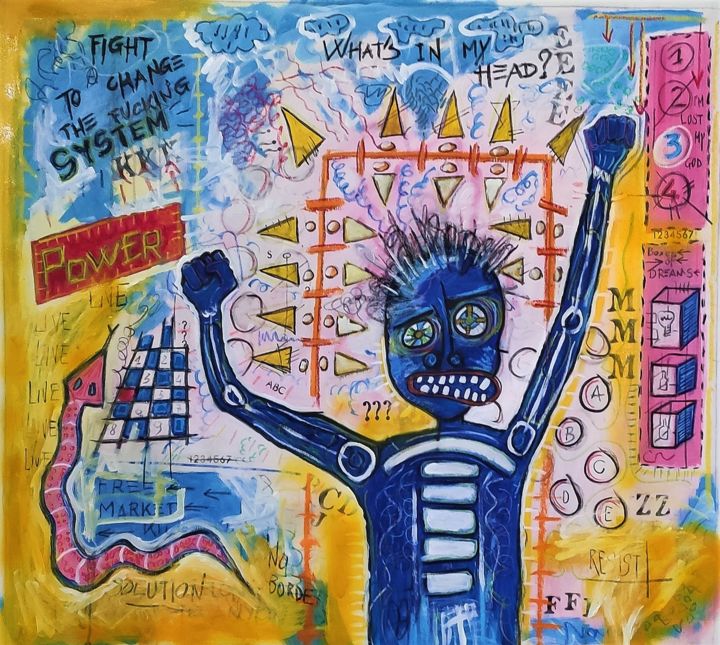 Pittura intitolato "What in my head" da Brazo, Opera d'arte originale, Acrilico