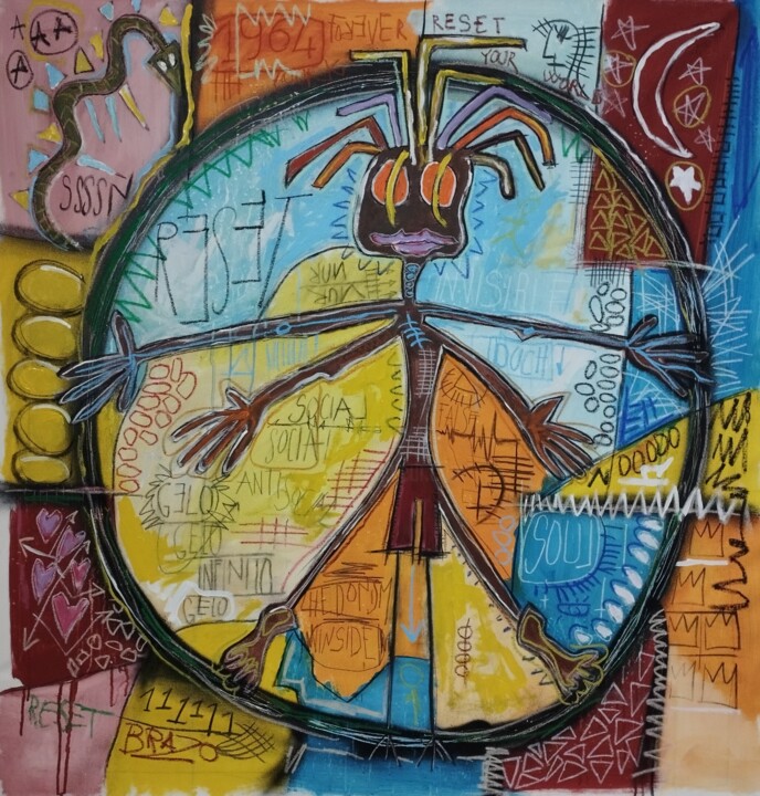 Painting titled "Reset your world" by Brazo, Original Artwork, Acrylic