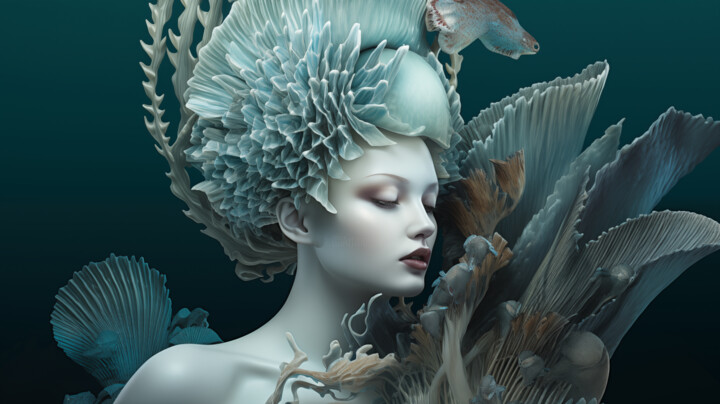 Arte digitale intitolato "Coral Harmony" da Breaj, Opera d'arte originale, Immagine generata dall'IA