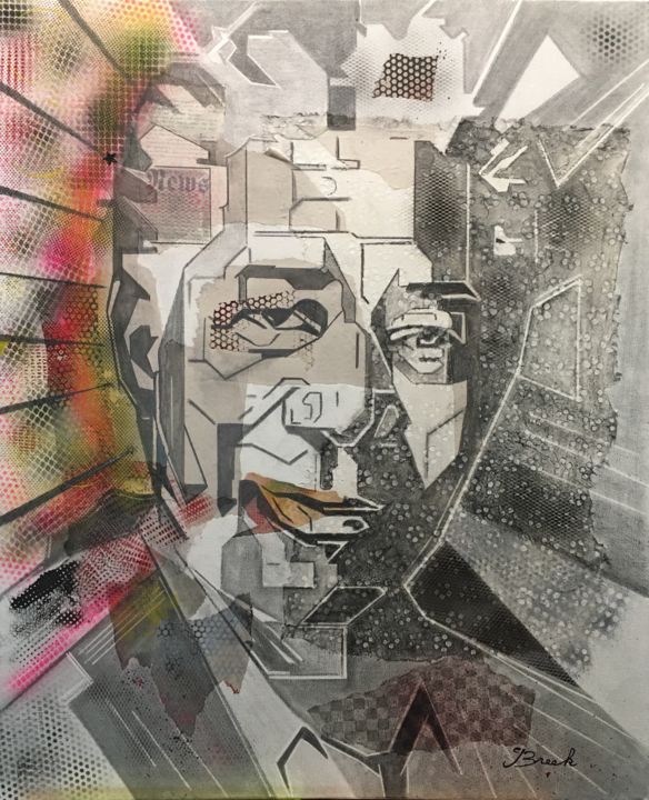 Collages intitulée "Morgan FREEMAN" par Breek Kuntz, Œuvre d'art originale