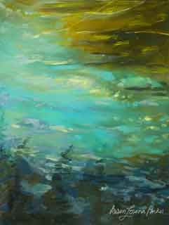 Painting titled "Gem Stone Pond III" by Bremerpark, Original Artwork, Oil