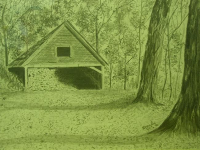 Dessin intitulée "Carriage House" par Brenda Swain, Œuvre d'art originale