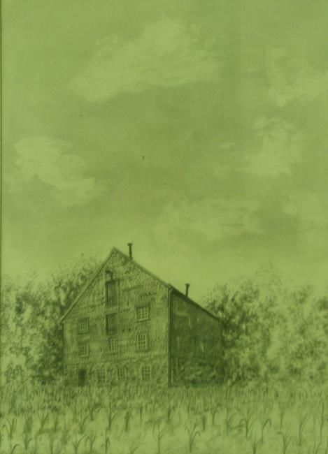 Dibujo titulada "The Barn" por Brenda Swain, Obra de arte original
