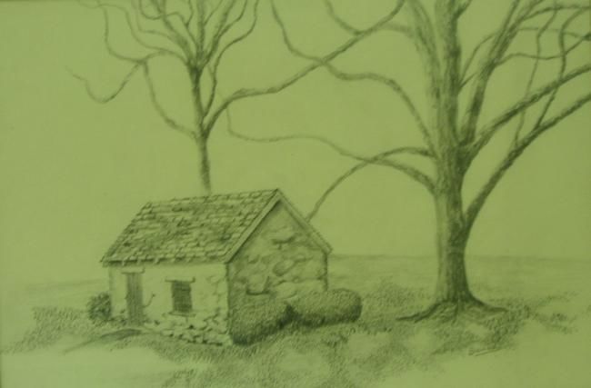 Drawing titled "Spring House" by Brenda Swain, Original Artwork