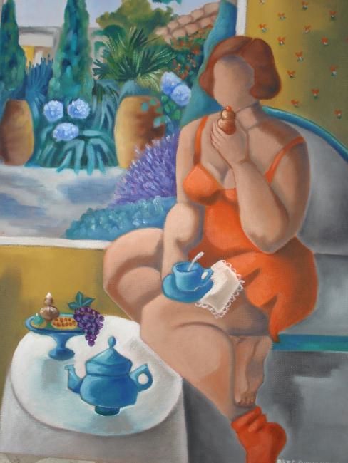 Peinture intitulée "la gourmande" par Catherine Bres-Rhocanges, Œuvre d'art originale, Huile
