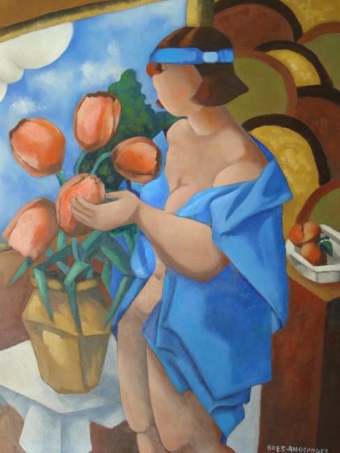Painting titled "La petite Bleue" by Catherine Bres-Rhocanges, Original Artwork, Oil