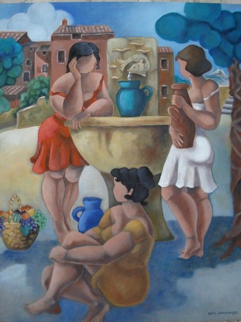 Painting titled "Nous trois" by Catherine Bres-Rhocanges, Original Artwork, Oil