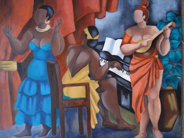 Painting titled "Le petit orchestre" by Catherine Bres-Rhocanges, Original Artwork, Oil