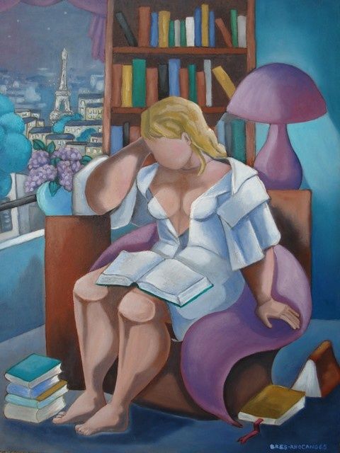 Peinture intitulée "Dana lisant" par Catherine Bres-Rhocanges, Œuvre d'art originale