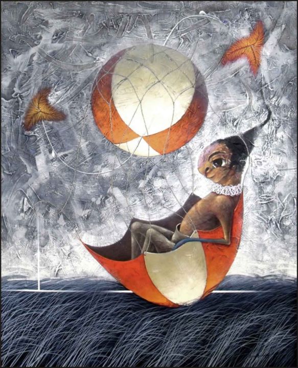 Pintura titulada "250-placido-viaje-o…" por Ulises Bretaña, Obra de arte original
